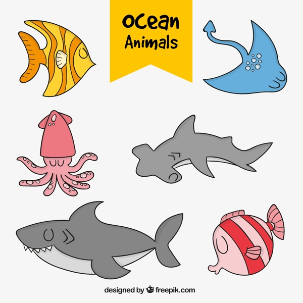 一组闭眼海洋生物动物