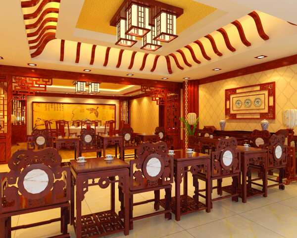 中式酒店餐饮包间图片