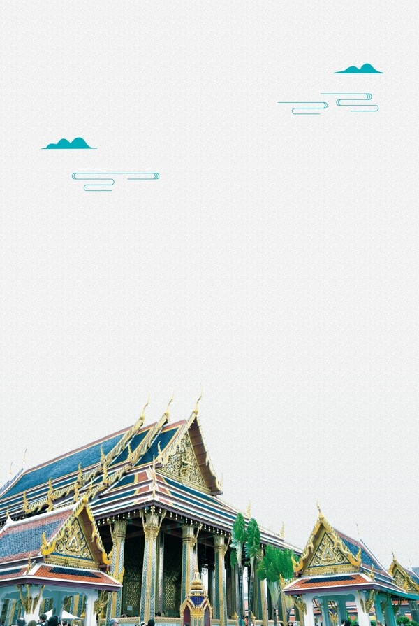 简约泰国曼谷旅游海报背景设计