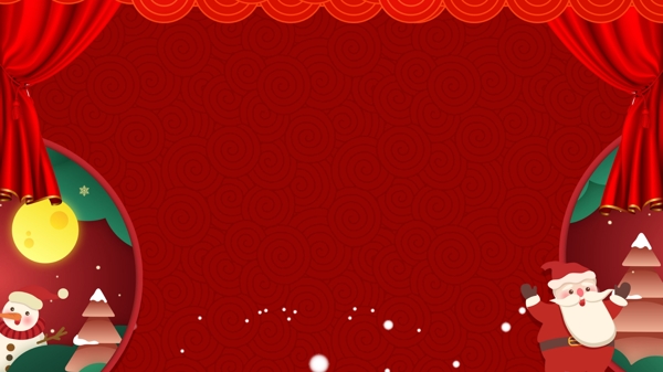 红色简约圣诞节舞台背景图