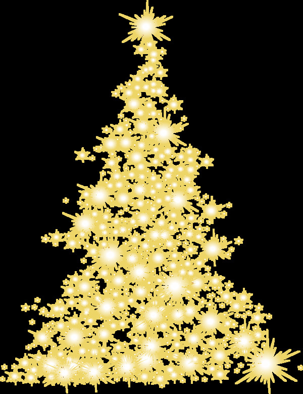 圣诞节金色圣诞树手抄报元素