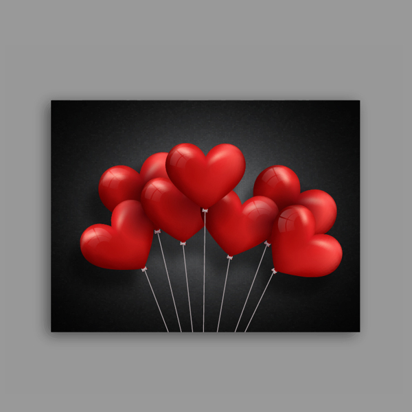 黑色情人卡与红色心形气球