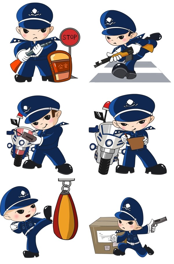 卡通警察形象手绘插画