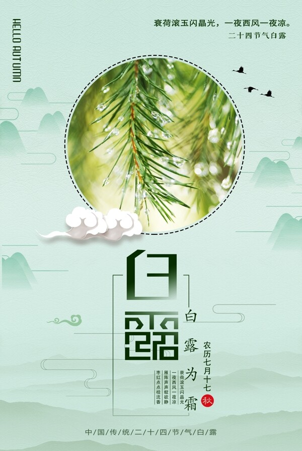 中国风传统节气白露海报