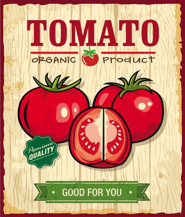 新鲜番茄的复古风格的海报矢量素材04