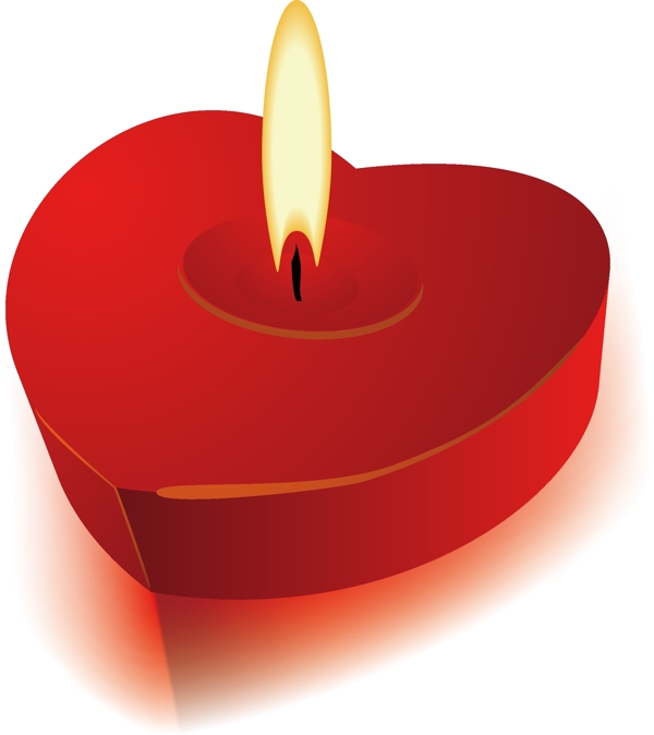 唯美红色心形蜡烛元素