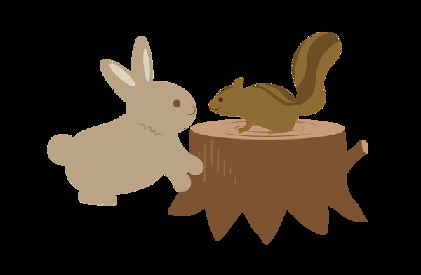 手绘卡通兔子松鼠装饰素材