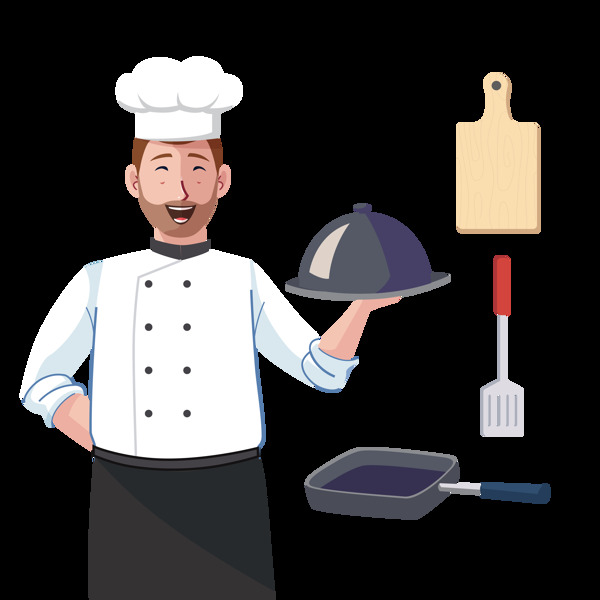 厨师人物厨具插图免抠png透明图层素材