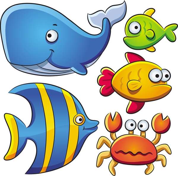卡通可爱的海洋动物矢量素材02