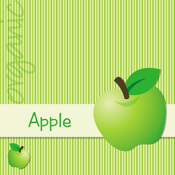 明亮的绿色有机苹果卡在矢量格式