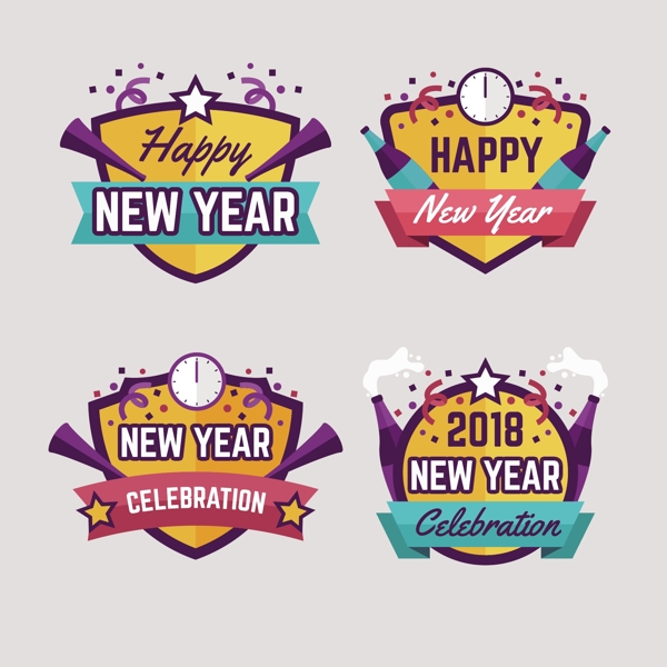 多款2018新年快乐标签设计
