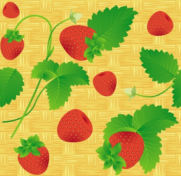 草莓矢量无缝背景