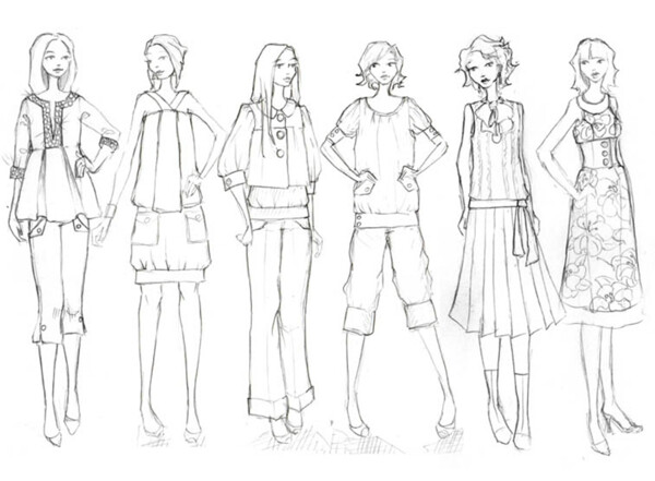 6款女装设计手绘图