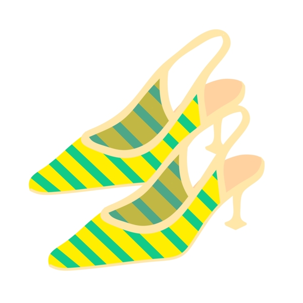 黄绿条纹凉鞋