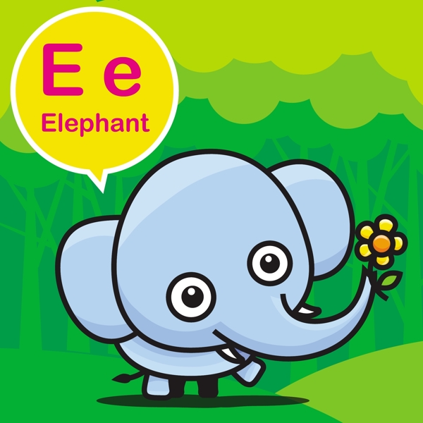 大象卡通小动物矢量背景素材