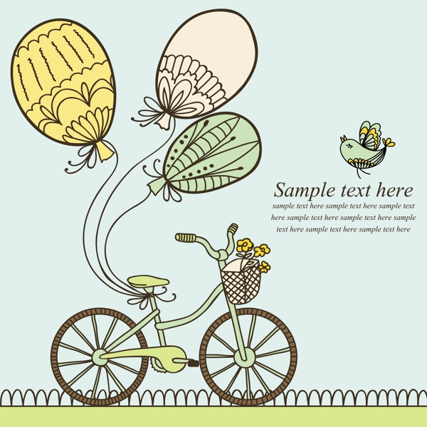 自行车气球卡通背景图片