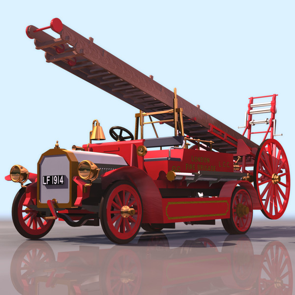 红色古董消防车模型