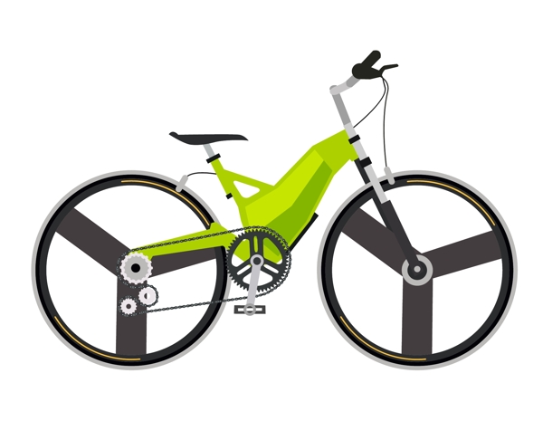 手绘绿色自行车元素