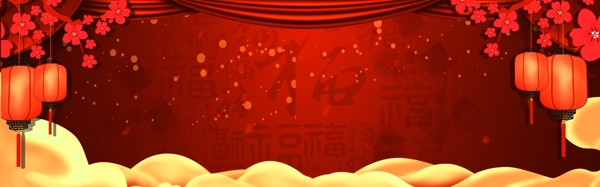 舞狮新年喜庆2019banner背景