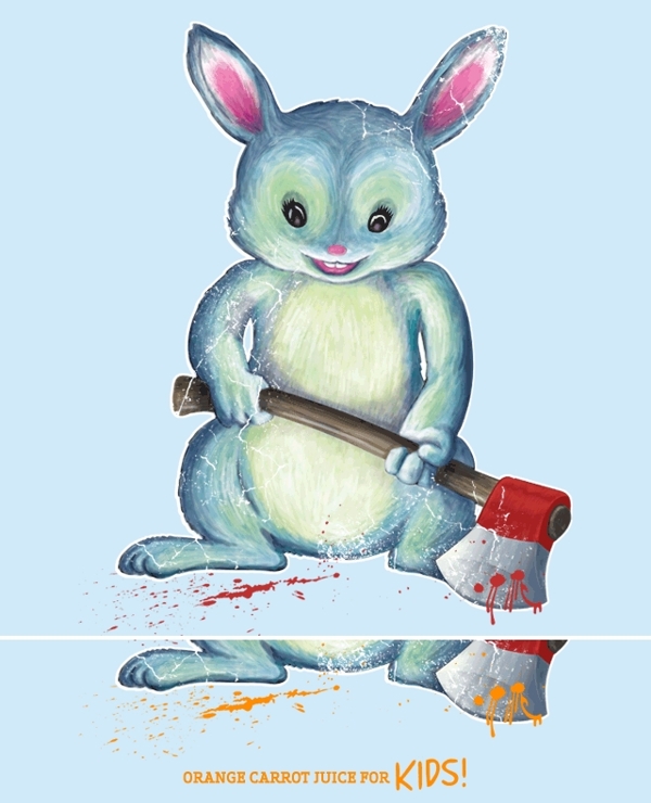 位图插画动物兔子斧头免费素材