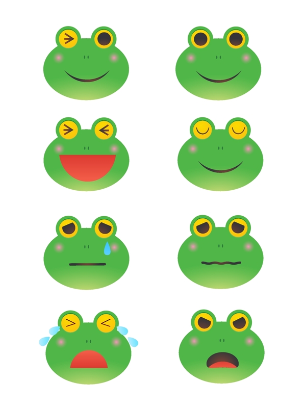 卡通可爱绿色青蛙表情包元素