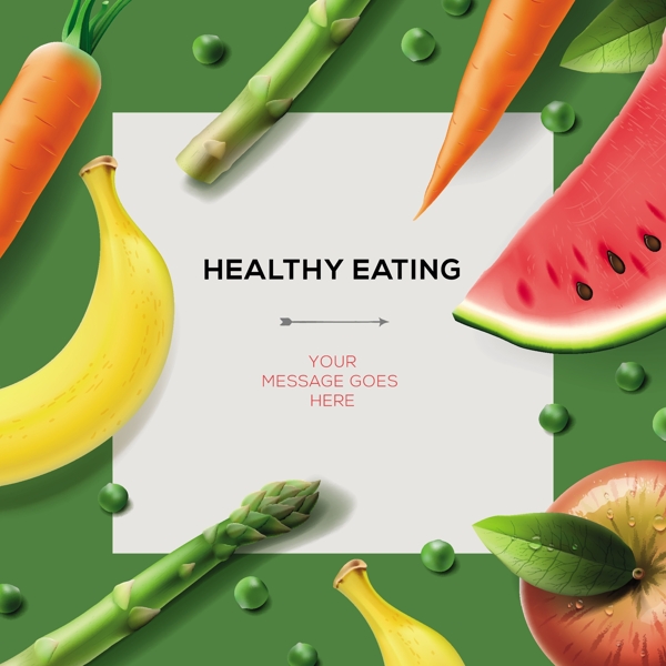 新鲜的水果和蔬菜的装饰海报矢量素材