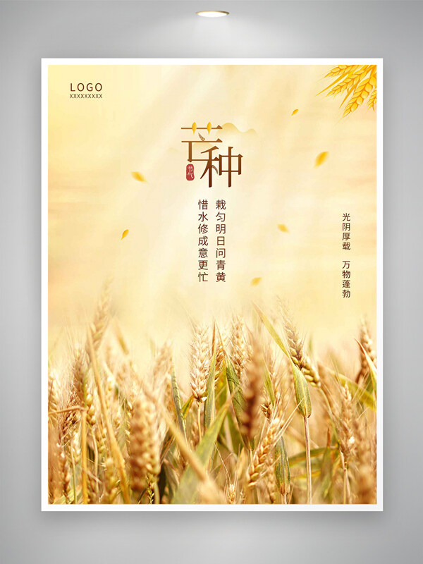 芒种节气宣传丰收创意海报