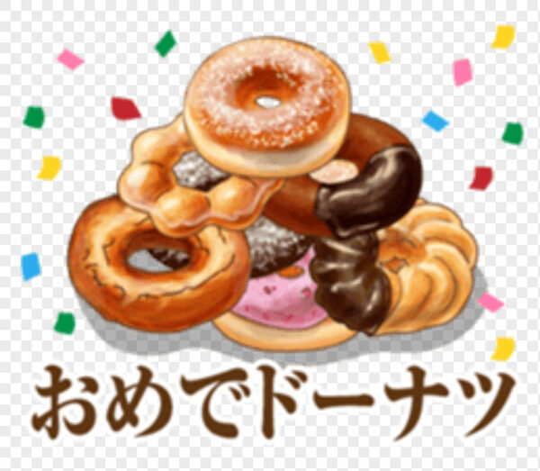 一堆美味的甜甜圈和彩色的纸屑