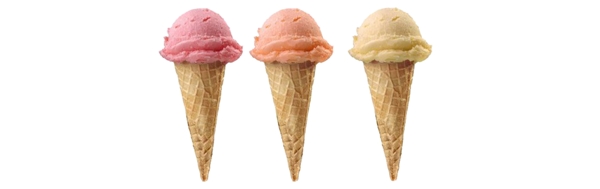 三个颜色的冰淇淋免抠psd透明素材