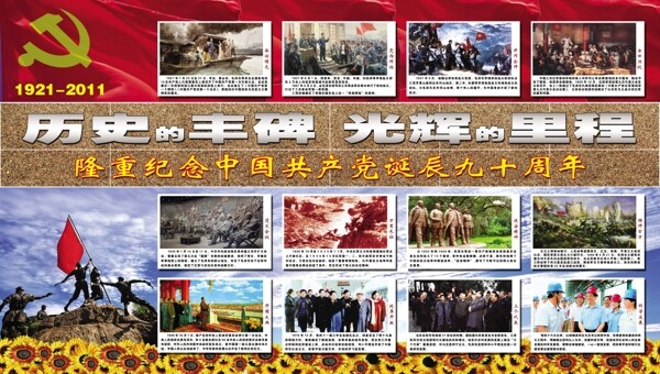 纪念中国诞辰九十周年展板图片