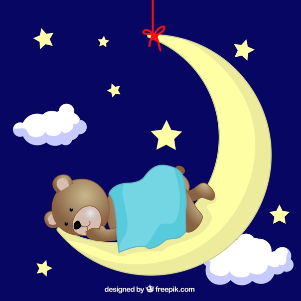 泰迪熊月球上睡觉