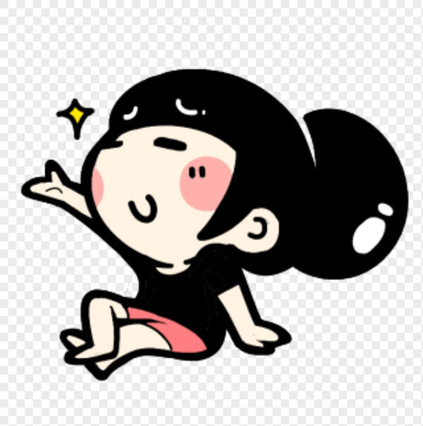 卡通手绘帅气黑发女孩坐地仰望星空