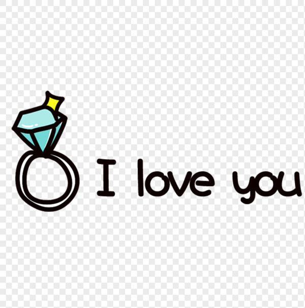 ILOVEYOU手绘卡通发光大钻石