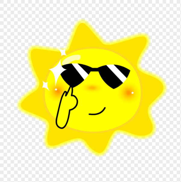 手绘卡通炫酷金色小太阳手抵发光墨镜