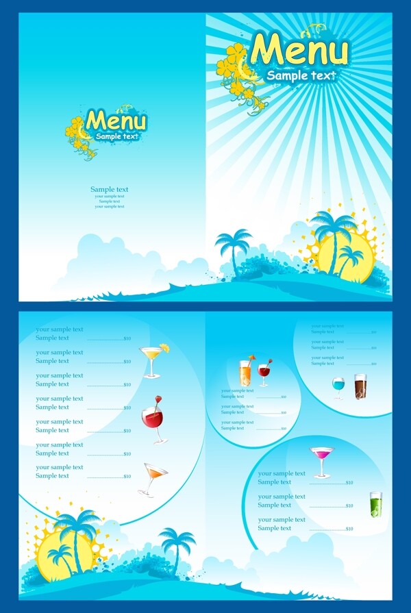 夏季菜单设计矢量素材