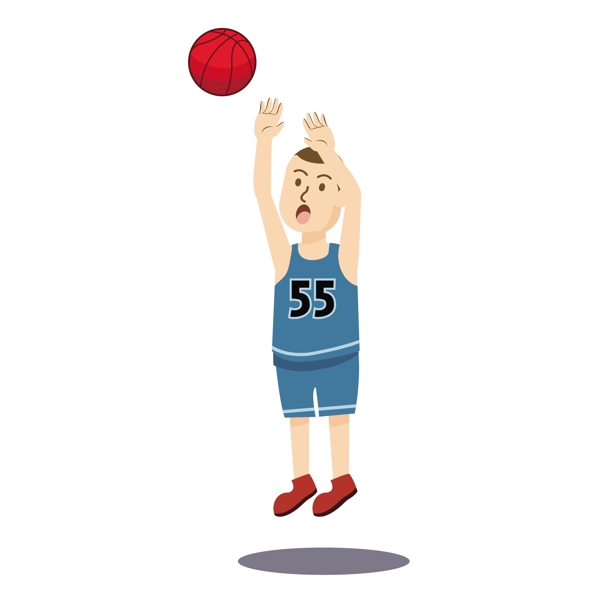 卡通打篮球的运动员矢量素材