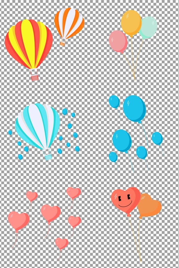 手绘可爱彩色气球热气球