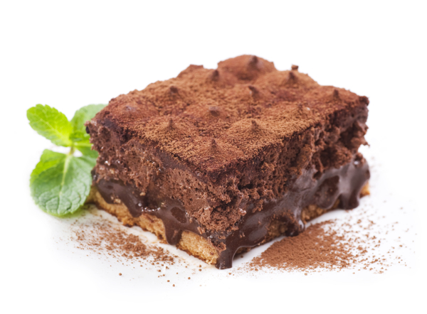 绿色薄荷叶点缀醇香巧克力方块