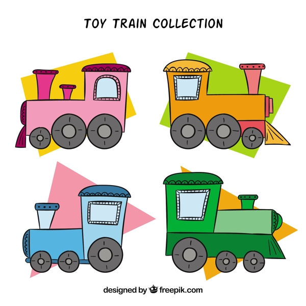 手绘卡通玩具火车机车矢量素材