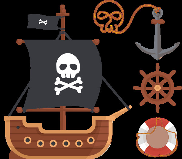 海盗船海盗元素图免抠png透明图层素材