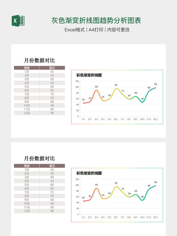 灰色渐变折线图趋势分析图表