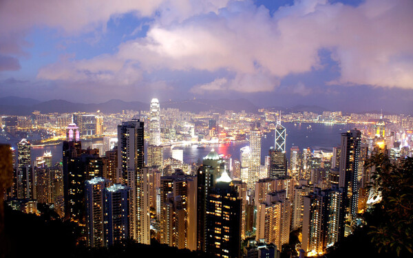 俯视香港城市夜景