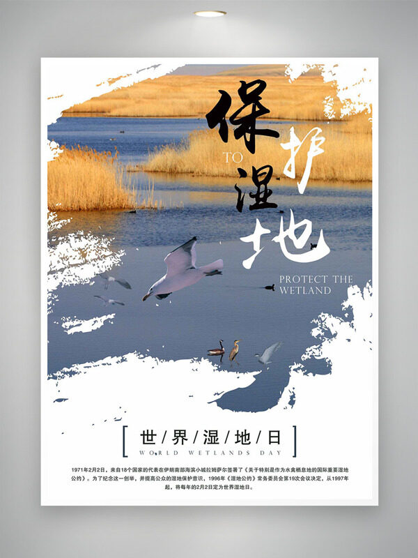 世界湿地日平静水面自然风光创意海报