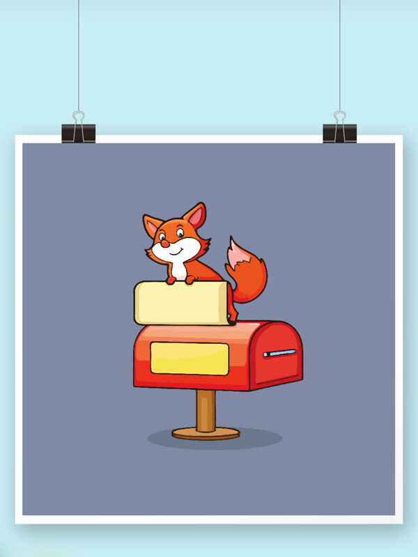 可爱卡通狐狸坐双层邮箱