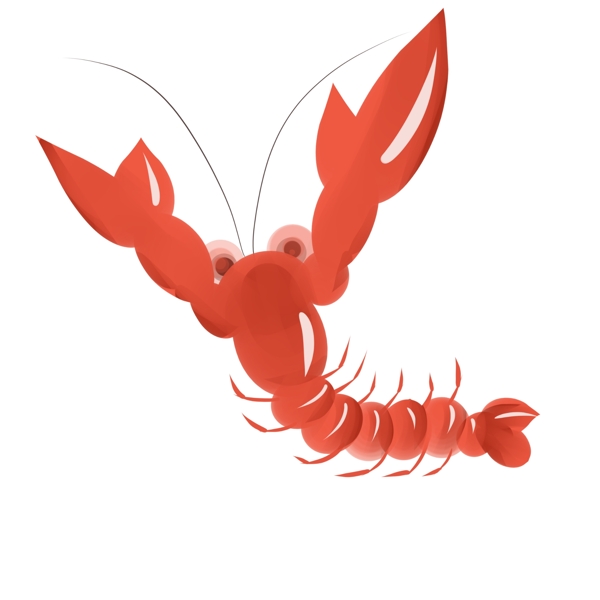 动物龙虾红色卡通