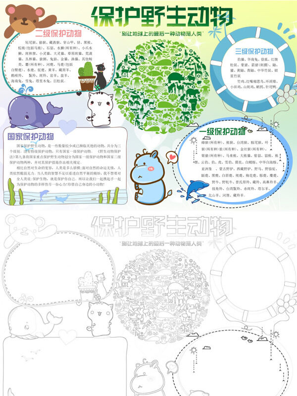 保护野生动物保护动物手抄报