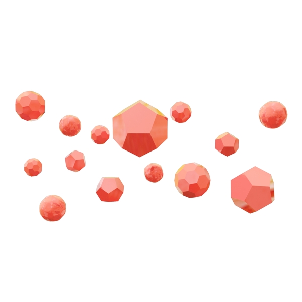 3D粉色多边形悬浮颗粒素材卡通立体C4D电商
