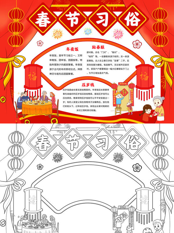 可爱创意春节习俗春节习俗手抄报