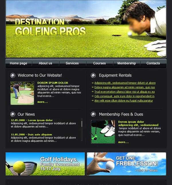 欧美高尔夫球网站模板图片