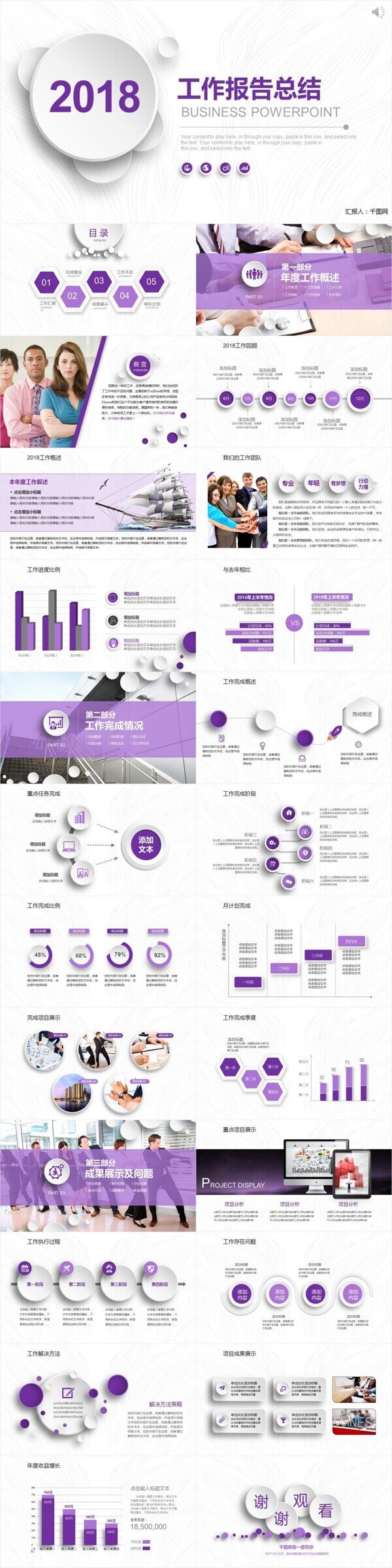 紫色高端工作汇报总结PPT模板